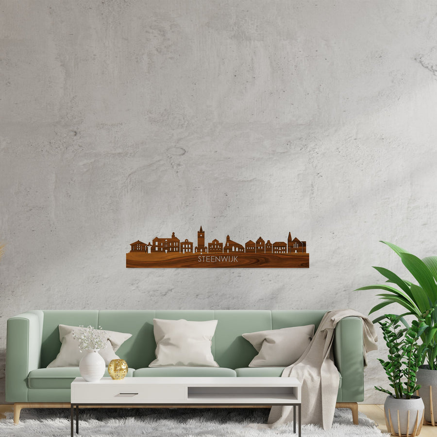 Skyline Steenwijk Palissander houten cadeau decoratie relatiegeschenk van WoodWideCities