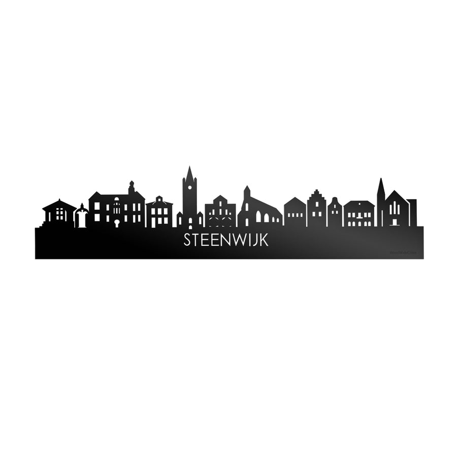 Skyline Steenwijk Zwart glanzend gerecycled kunststof cadeau decoratie relatiegeschenk van WoodWideCities