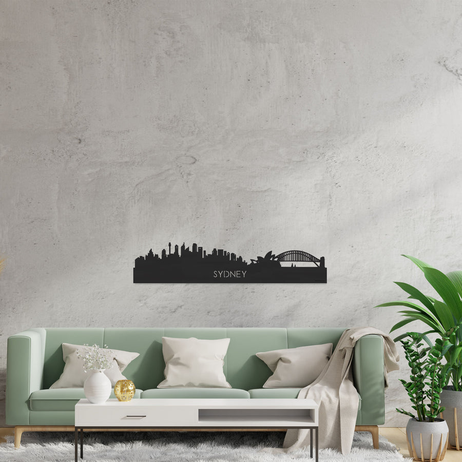Skyline Sydney Zwart houten cadeau decoratie relatiegeschenk van WoodWideCities
