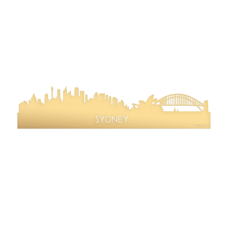 Skyline Sydney Metallic Goud gerecycled kunststof cadeau decoratie relatiegeschenk van WoodWideCities