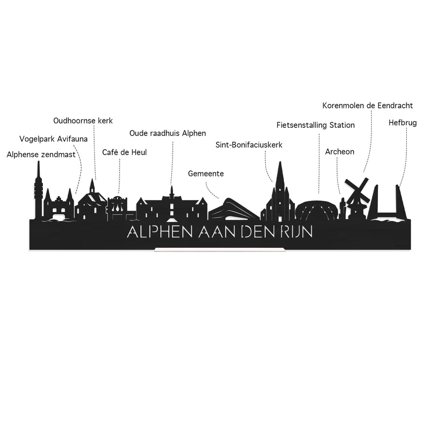 Skyline Telefoonhouder Alphen aan den Rijn houten cadeau decoratie relatiegeschenk van WoodWideCities