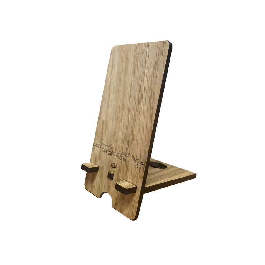 Skyline Telefoonhouder Siena Eiken houten cadeau decoratie relatiegeschenk van WoodWideCities