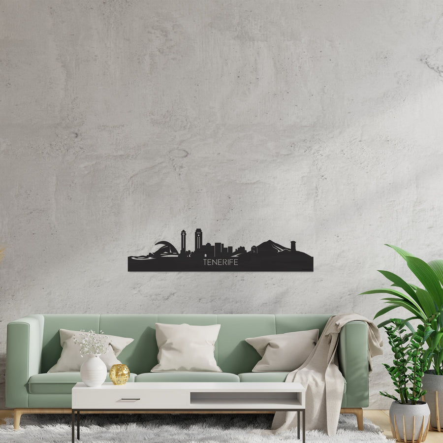 Skyline Tenerife Zwart houten cadeau decoratie relatiegeschenk van WoodWideCities