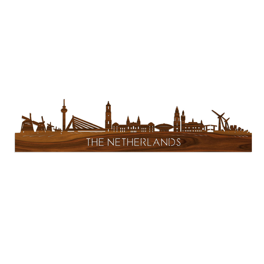 Skyline The Netherlands Palissander houten cadeau decoratie relatiegeschenk van WoodWideCities
