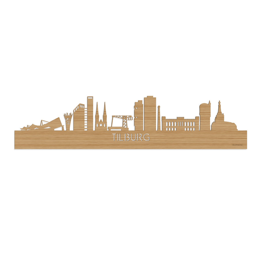 Skyline Tilburg Bamboe houten cadeau decoratie relatiegeschenk van WoodWideCities