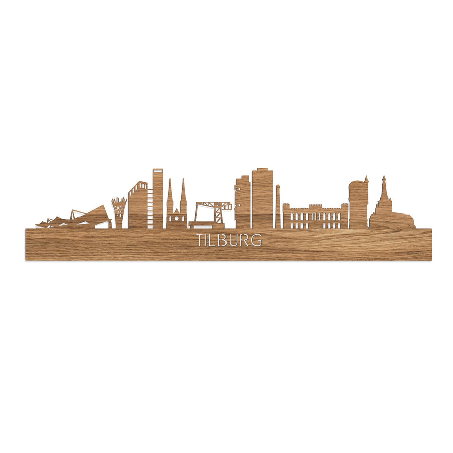 Skyline Tilburg Eiken houten cadeau decoratie relatiegeschenk van WoodWideCities
