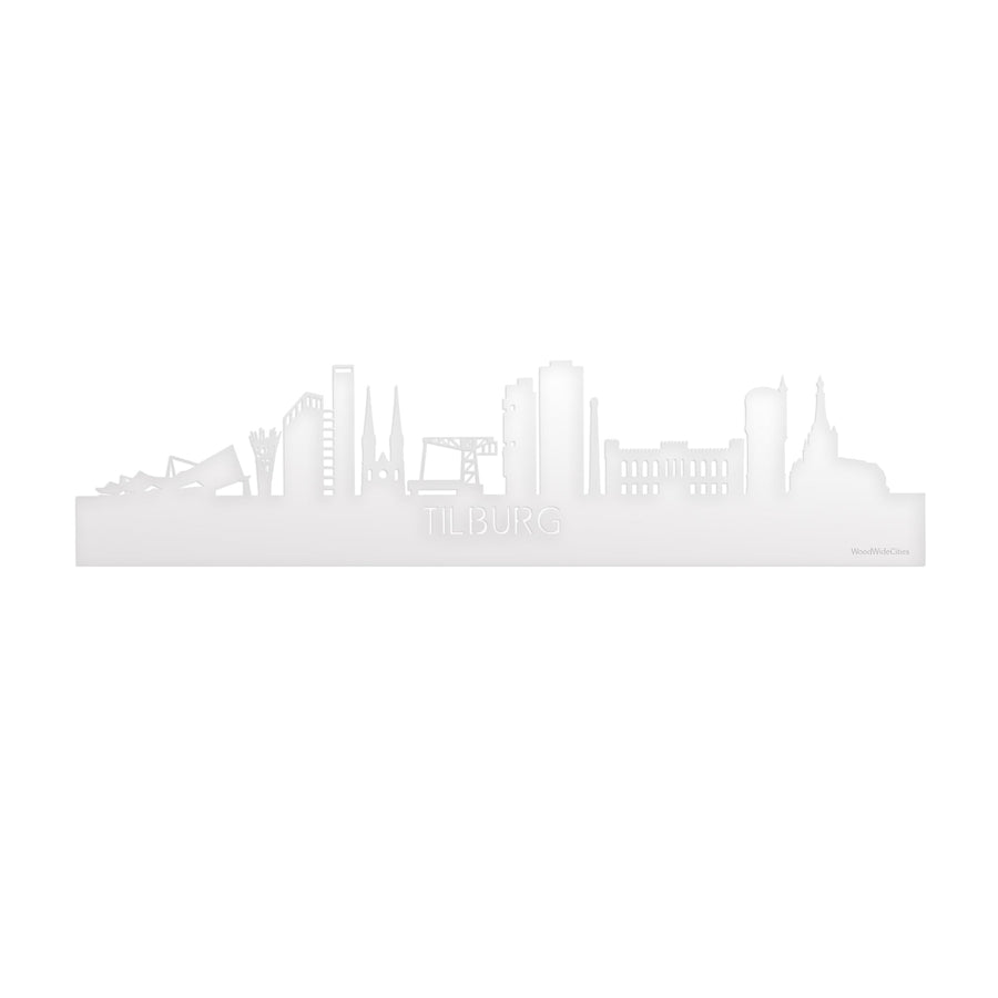Skyline Tilburg Wit Glanzend houten cadeau decoratie relatiegeschenk van WoodWideCities
