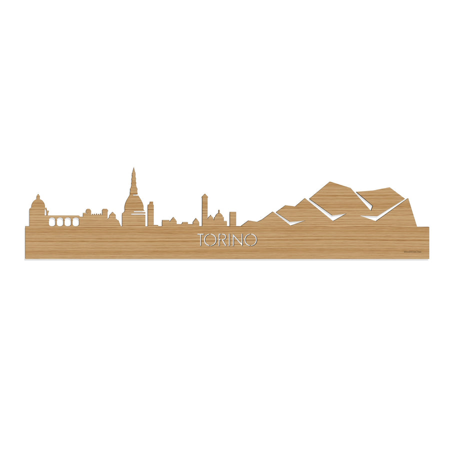Skyline Torino Bamboe houten cadeau decoratie relatiegeschenk van WoodWideCities