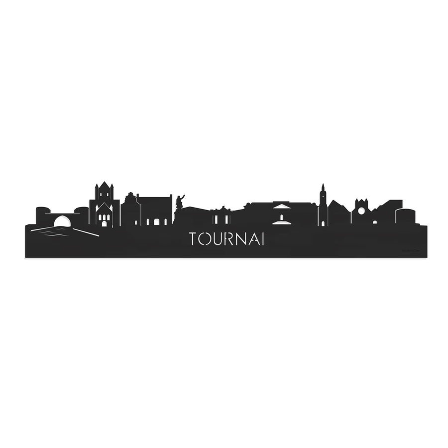 Skyline Tournai Zwart houten cadeau decoratie relatiegeschenk van WoodWideCities