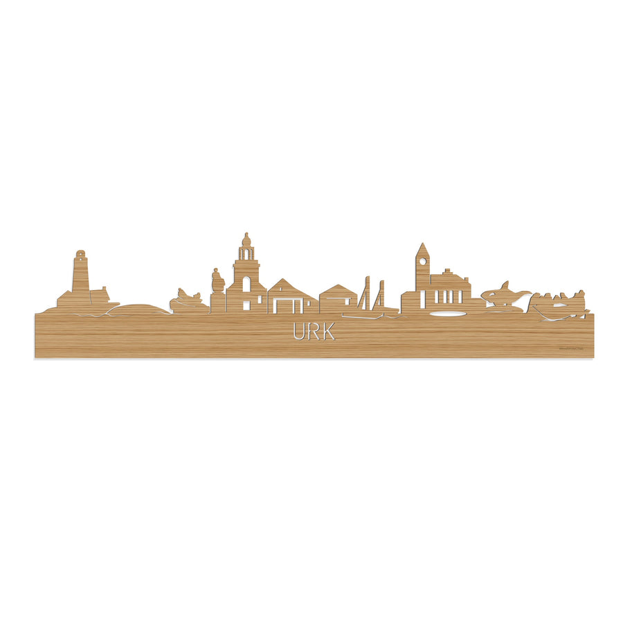 Skyline Urk Bamboe houten cadeau decoratie relatiegeschenk van WoodWideCities