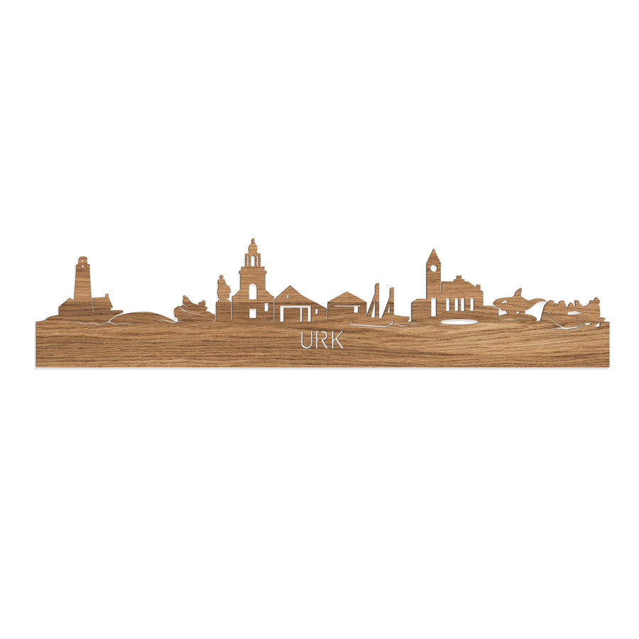 Skyline Urk Eiken houten cadeau decoratie relatiegeschenk van WoodWideCities