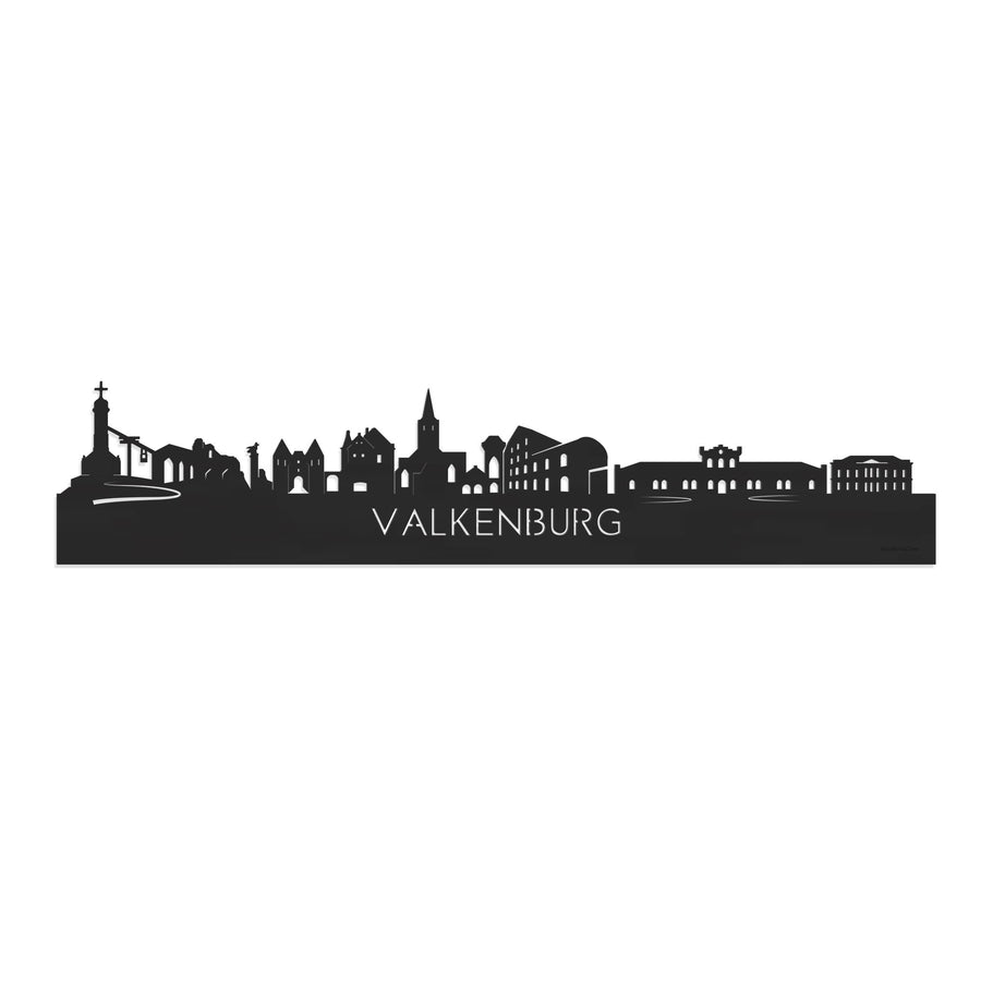 Skyline Valkenburg Zwart houten cadeau decoratie relatiegeschenk van WoodWideCities