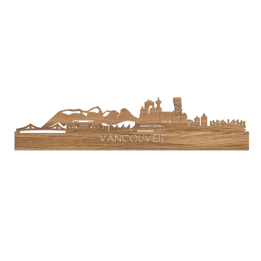 Skyline Vancouver Eiken houten cadeau decoratie relatiegeschenk van WoodWideCities