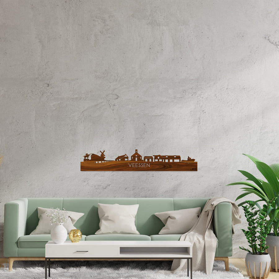 Skyline Veessen Palissander houten cadeau decoratie relatiegeschenk van WoodWideCities