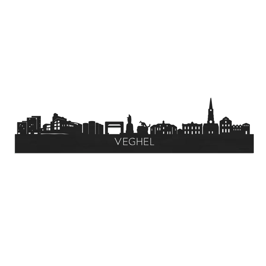 Skyline Veghel Zwart houten cadeau decoratie relatiegeschenk van WoodWideCities