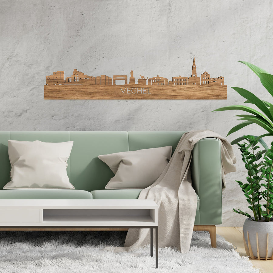 Skyline Veghel Eiken houten cadeau decoratie relatiegeschenk van WoodWideCities