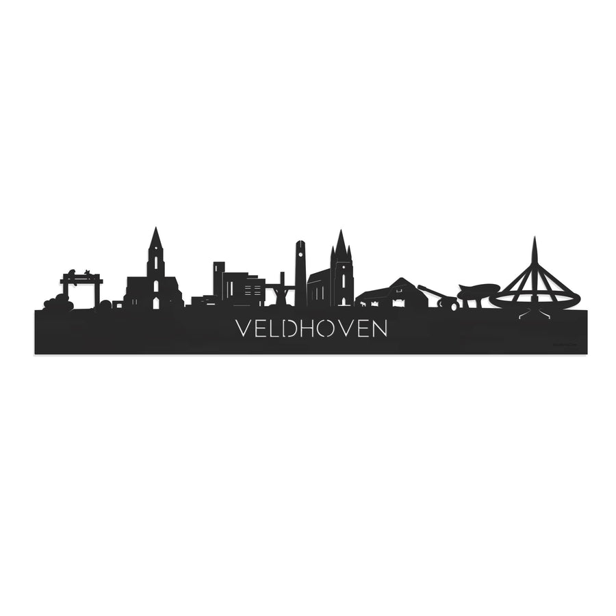 Skyline Veldhoven Zwart houten cadeau decoratie relatiegeschenk van WoodWideCities