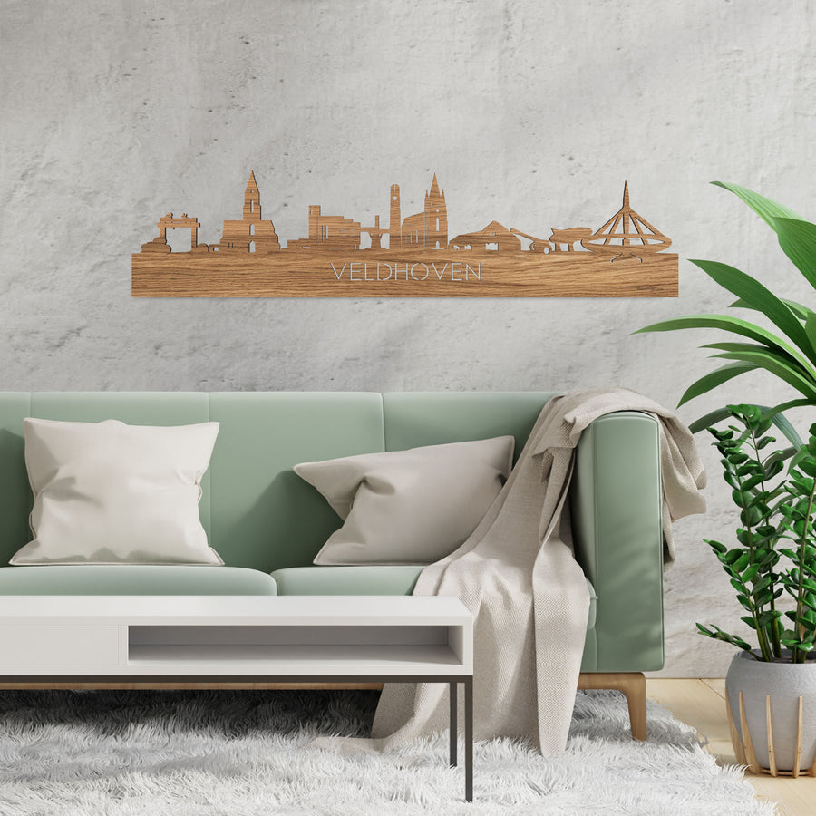 Skyline Veldhoven Eiken houten cadeau decoratie relatiegeschenk van WoodWideCities