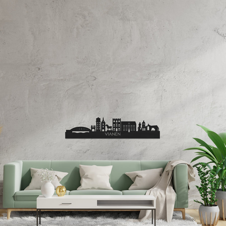 Skyline Vianen Zwart houten cadeau decoratie relatiegeschenk van WoodWideCities