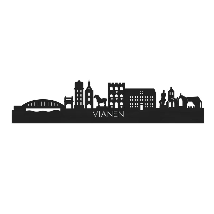 Skyline Vianen Zwart houten cadeau decoratie relatiegeschenk van WoodWideCities