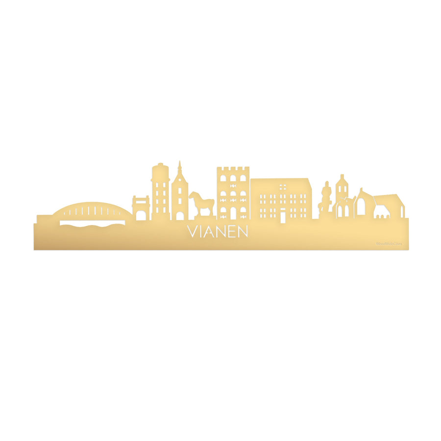 Skyline Vianen Metallic Goud gerecycled kunststof cadeau decoratie relatiegeschenk van WoodWideCities
