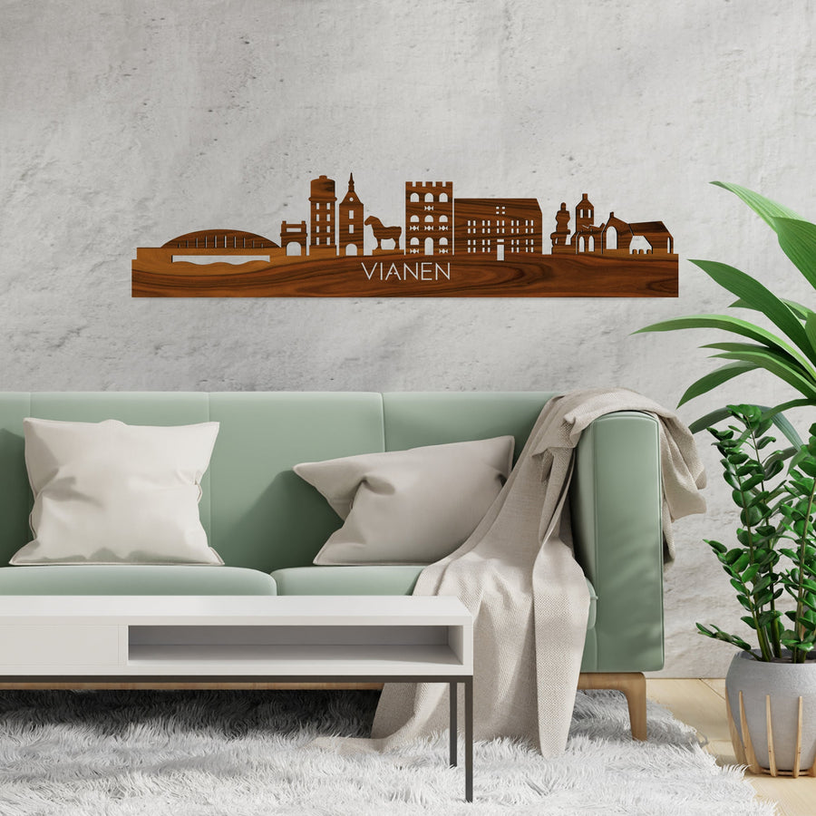 Skyline Vianen Palissander houten cadeau decoratie relatiegeschenk van WoodWideCities