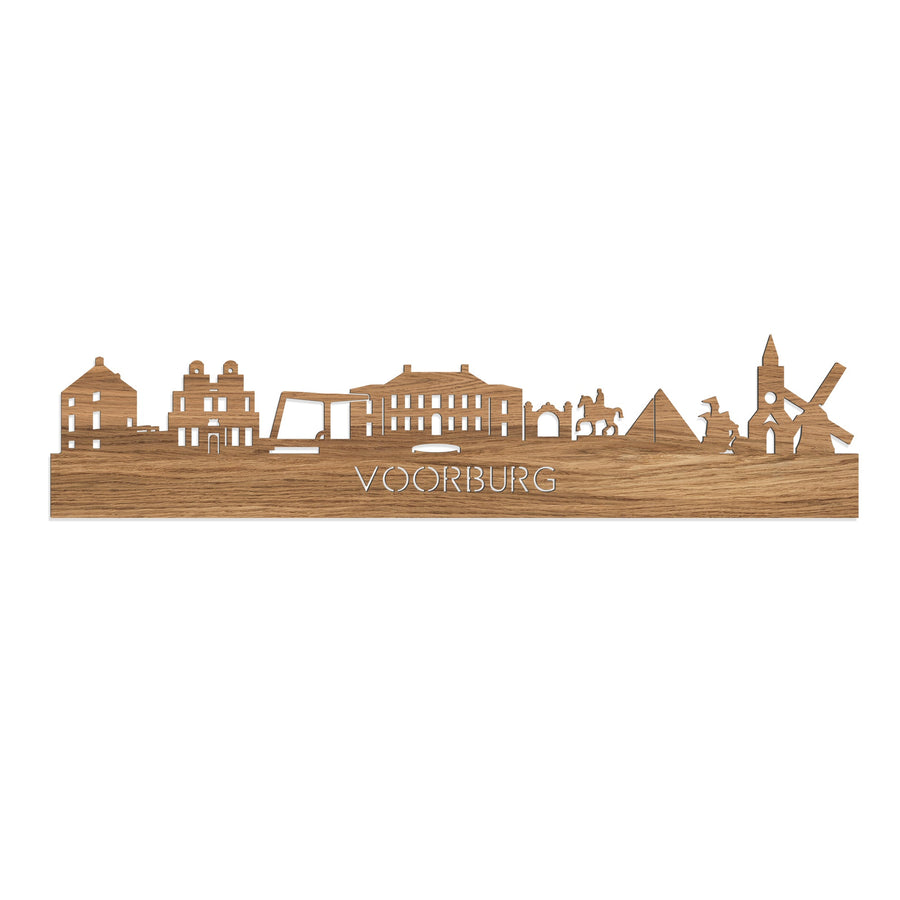 Skyline Voorburg Eiken houten cadeau decoratie relatiegeschenk van WoodWideCities