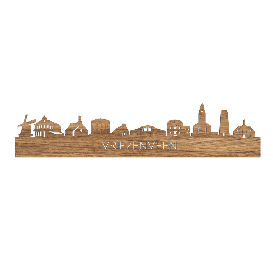 Skyline Vriezenveen Eiken houten cadeau decoratie relatiegeschenk van WoodWideCities