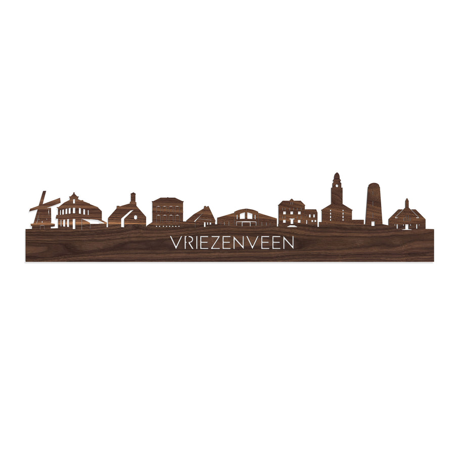 Skyline Vriezenveen Noten houten cadeau decoratie relatiegeschenk van WoodWideCities