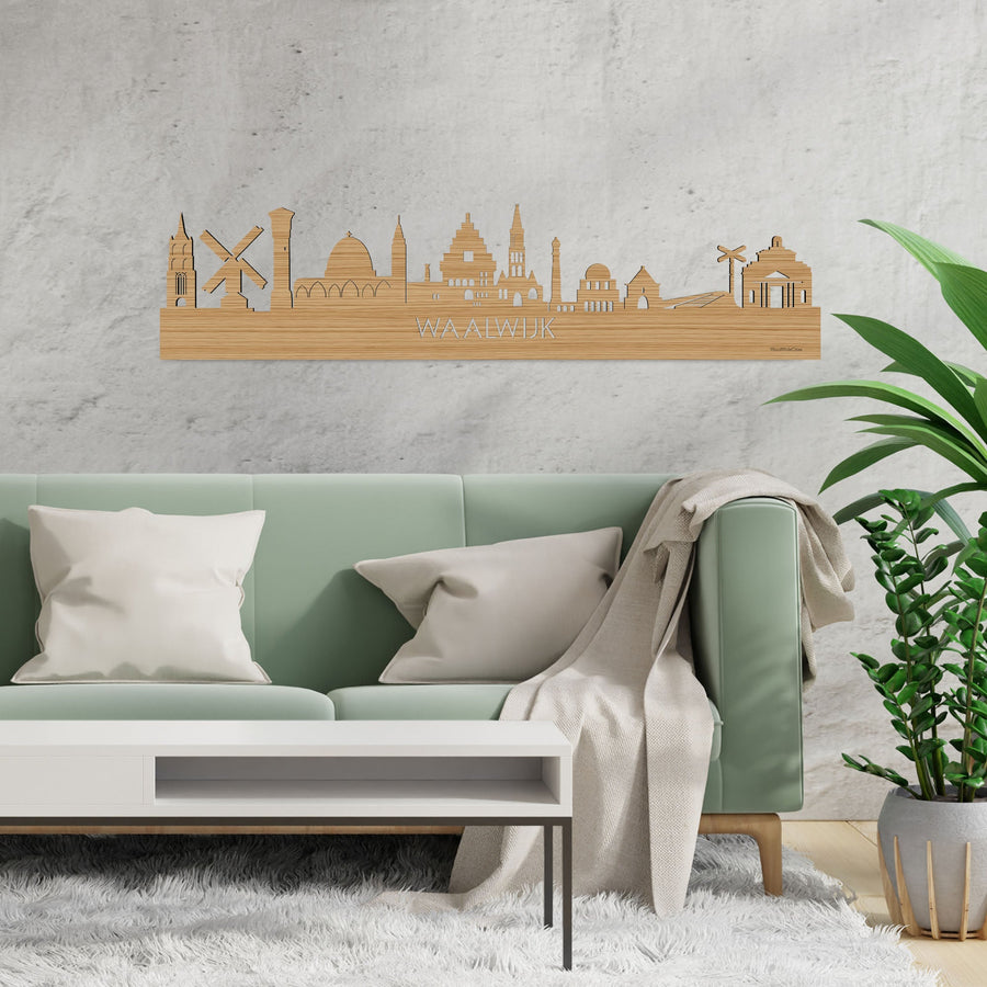 Skyline Waalwijk Bamboe houten cadeau decoratie relatiegeschenk van WoodWideCities