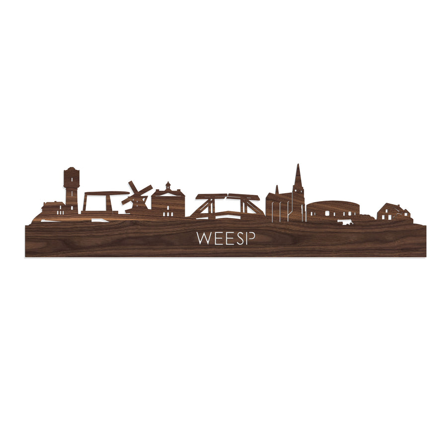 Skyline Weesp Noten houten cadeau decoratie relatiegeschenk van WoodWideCities