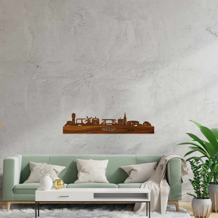 Skyline Weesp Palissander houten cadeau decoratie relatiegeschenk van WoodWideCities