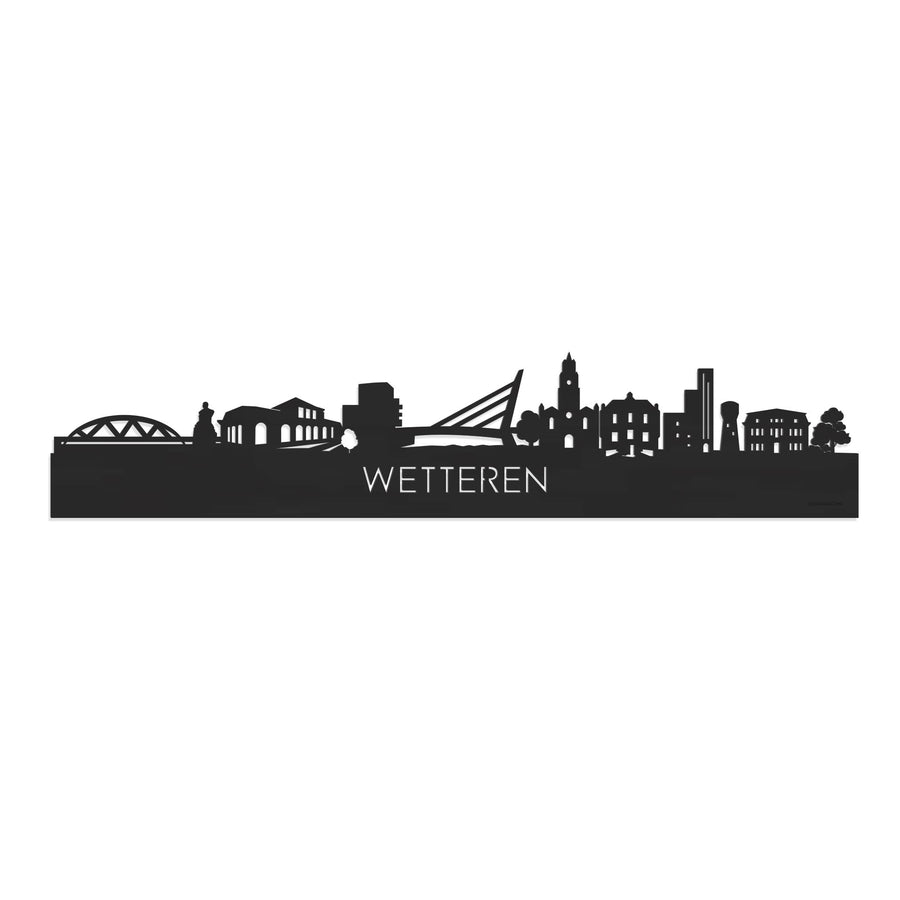 Skyline Wetteren Zwart houten cadeau decoratie relatiegeschenk van WoodWideCities