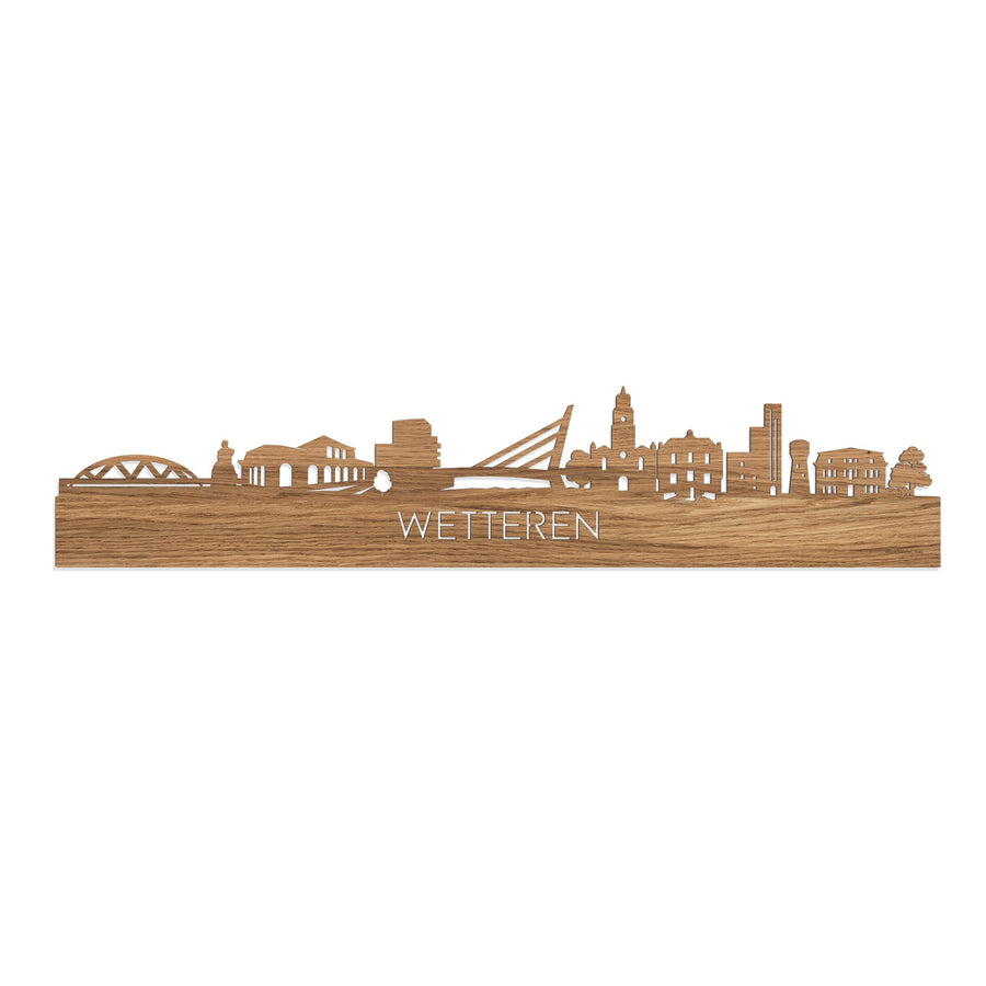 Skyline Wetteren Eiken houten cadeau decoratie relatiegeschenk van WoodWideCities