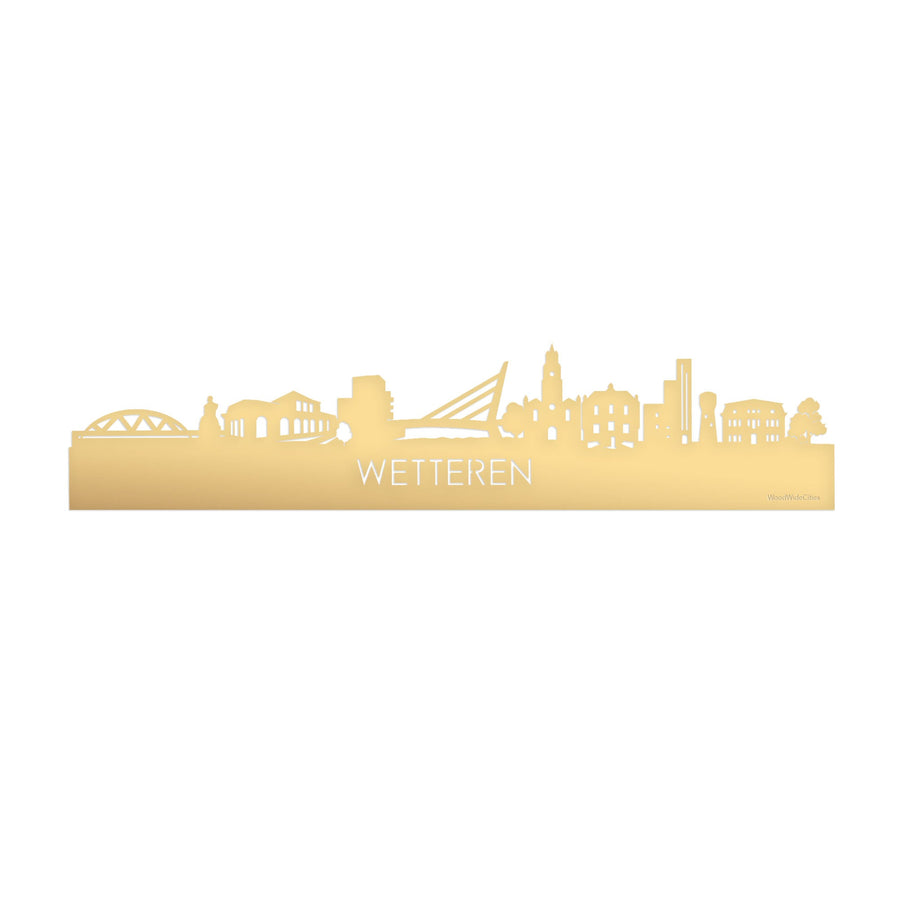 Skyline Wetteren Metallic Goud gerecycled kunststof cadeau decoratie relatiegeschenk van WoodWideCities