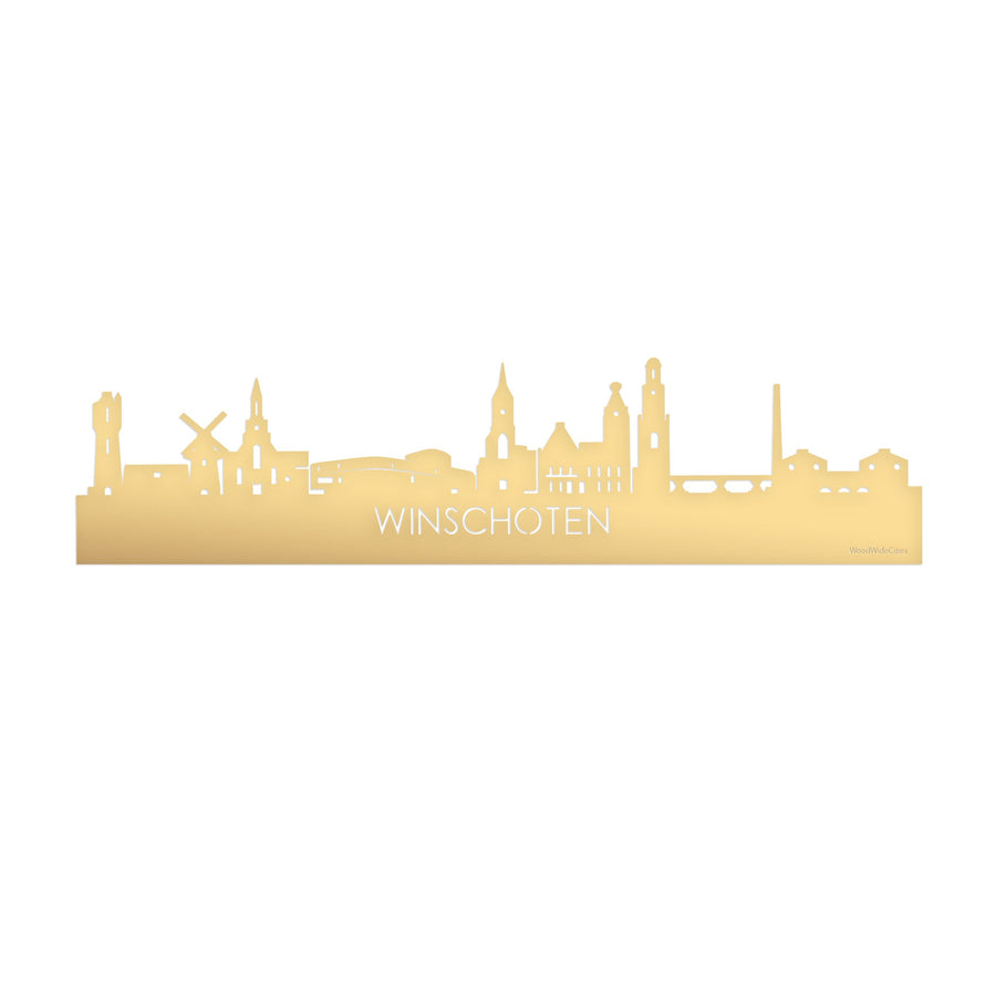 Skyline Winschoten Metallic Goud gerecycled kunststof cadeau decoratie relatiegeschenk van WoodWideCities