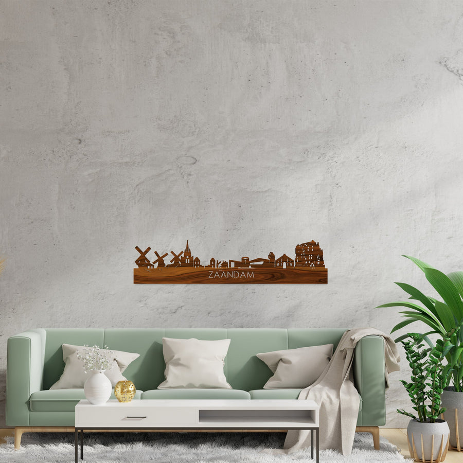 Skyline Zaandam Palissander houten cadeau decoratie relatiegeschenk van WoodWideCities