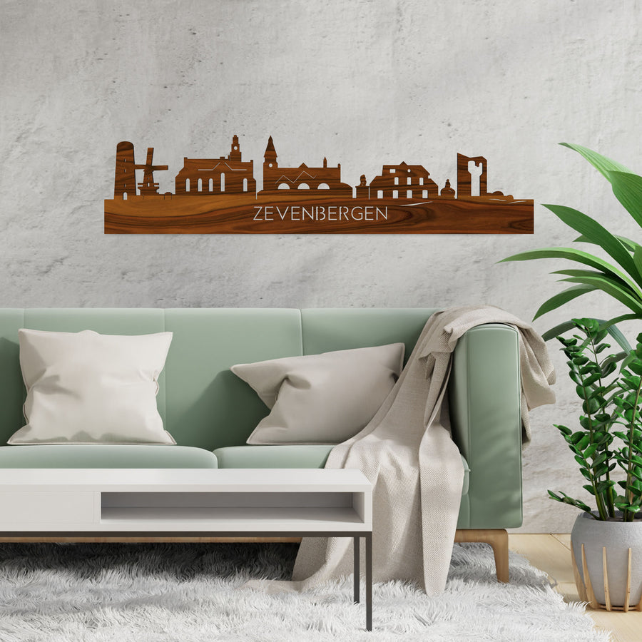 Skyline Zevenbergen Palissander houten cadeau decoratie relatiegeschenk van WoodWideCities