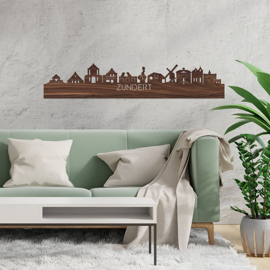 Skyline Zundert Noten houten cadeau decoratie relatiegeschenk van WoodWideCities