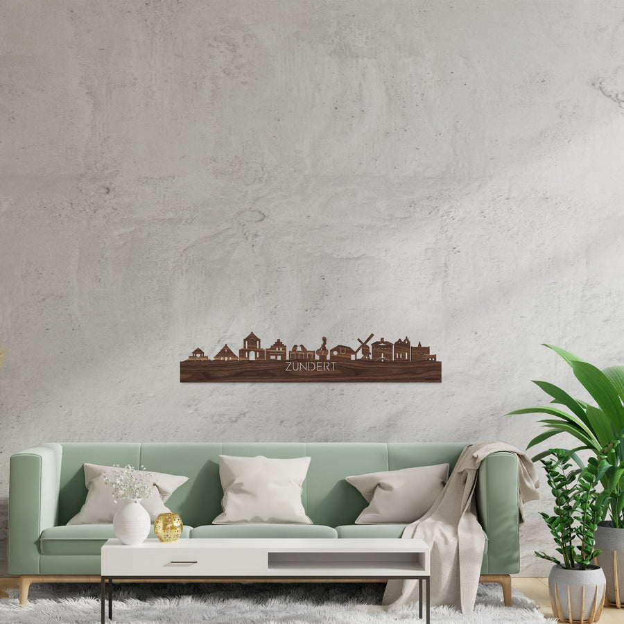 Skyline Zundert Noten houten cadeau decoratie relatiegeschenk van WoodWideCities