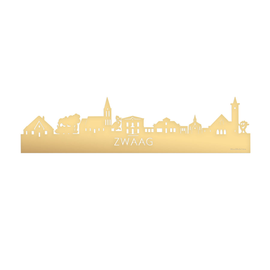 Skyline Zwaag Metallic Goud gerecycled kunststof cadeau decoratie relatiegeschenk van WoodWideCities