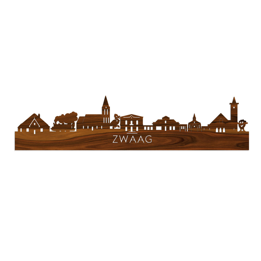 Skyline Zwaag Palissander houten cadeau decoratie relatiegeschenk van WoodWideCities