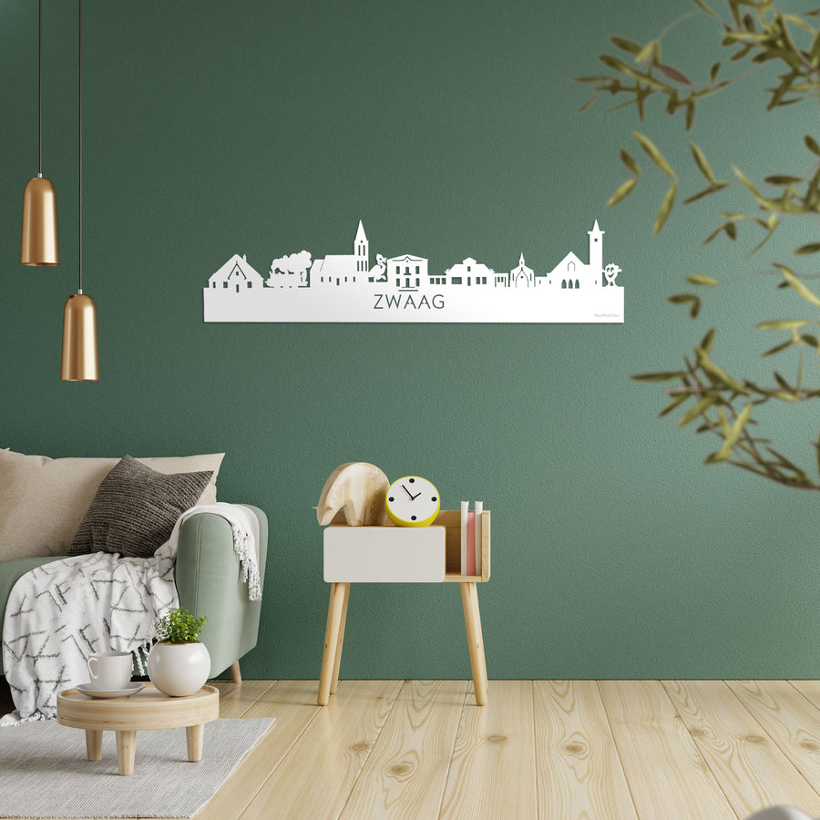 Skyline Zwaag Wit glanzend gerecycled kunststof cadeau decoratie relatiegeschenk van WoodWideCities