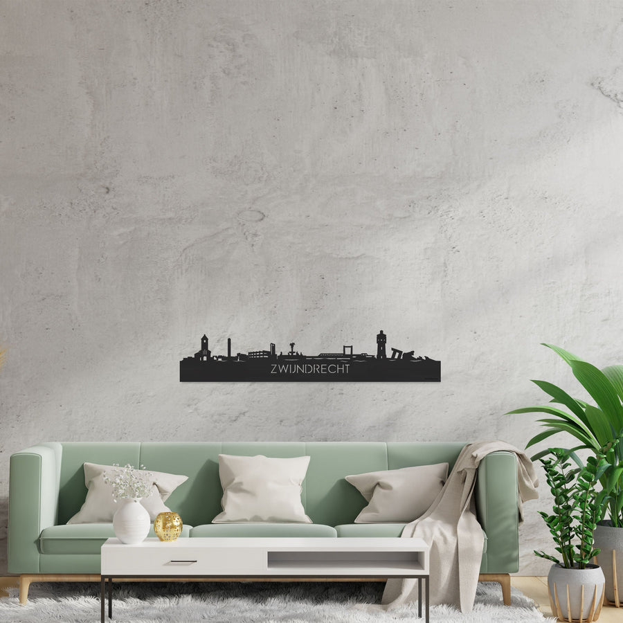 Skyline Zwijndrecht Zwart houten cadeau decoratie relatiegeschenk van WoodWideCities