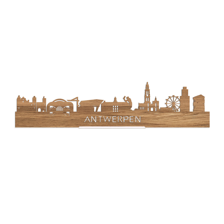 Standing Skyline Antwerpen Eiken houten cadeau decoratie relatiegeschenk van WoodWideCities