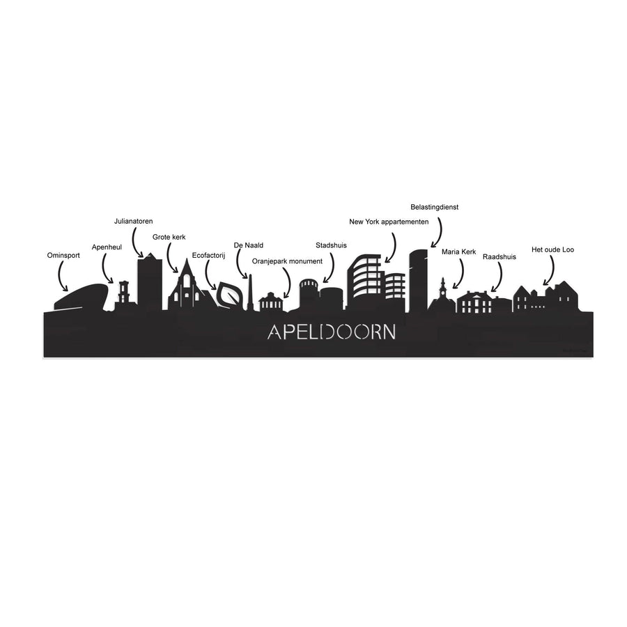 Standing Skyline Apeldoorn Black houten cadeau decoratie relatiegeschenk van WoodWideCities