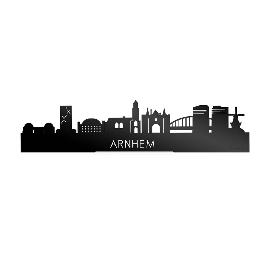 Standing Skyline Arnhem Zwart Glanzend 40 cm houten cadeau decoratie relatiegeschenk van WoodWideCities