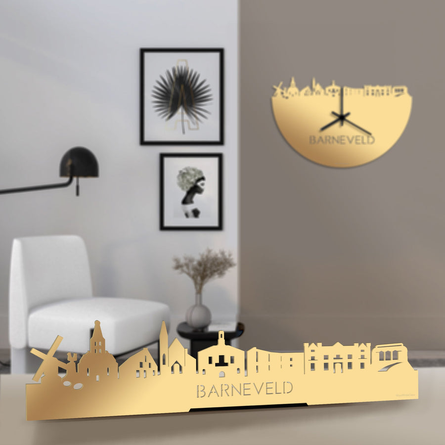 Standing Skyline Barneveld Metallic Goud gerecycled kunststof cadeau decoratie relatiegeschenk van WoodWideCities