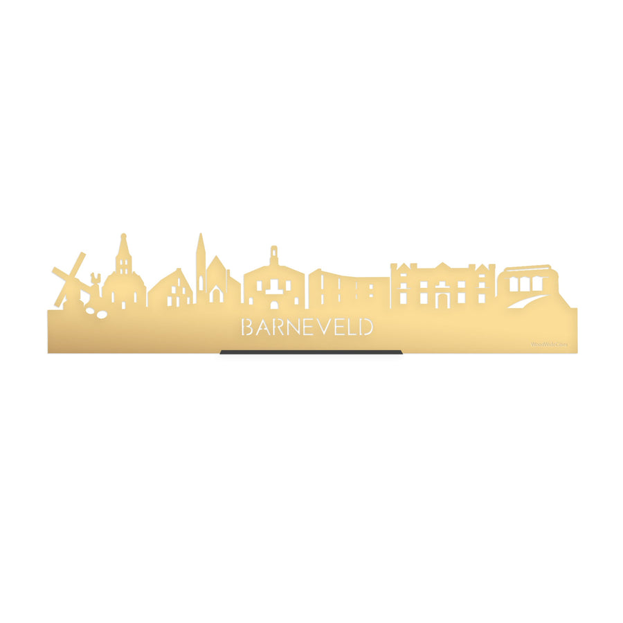 Standing Skyline Barneveld Metallic Goud gerecycled kunststof cadeau decoratie relatiegeschenk van WoodWideCities
