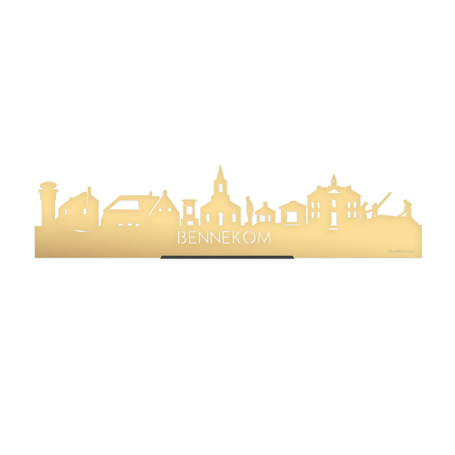 Standing Skyline Bennekom Metallic Goud gerecycled kunststof cadeau decoratie relatiegeschenk van WoodWideCities